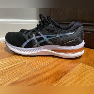 ASICS Women’s Gel-Nimbus 23 Black and Blue Athletic Shoes